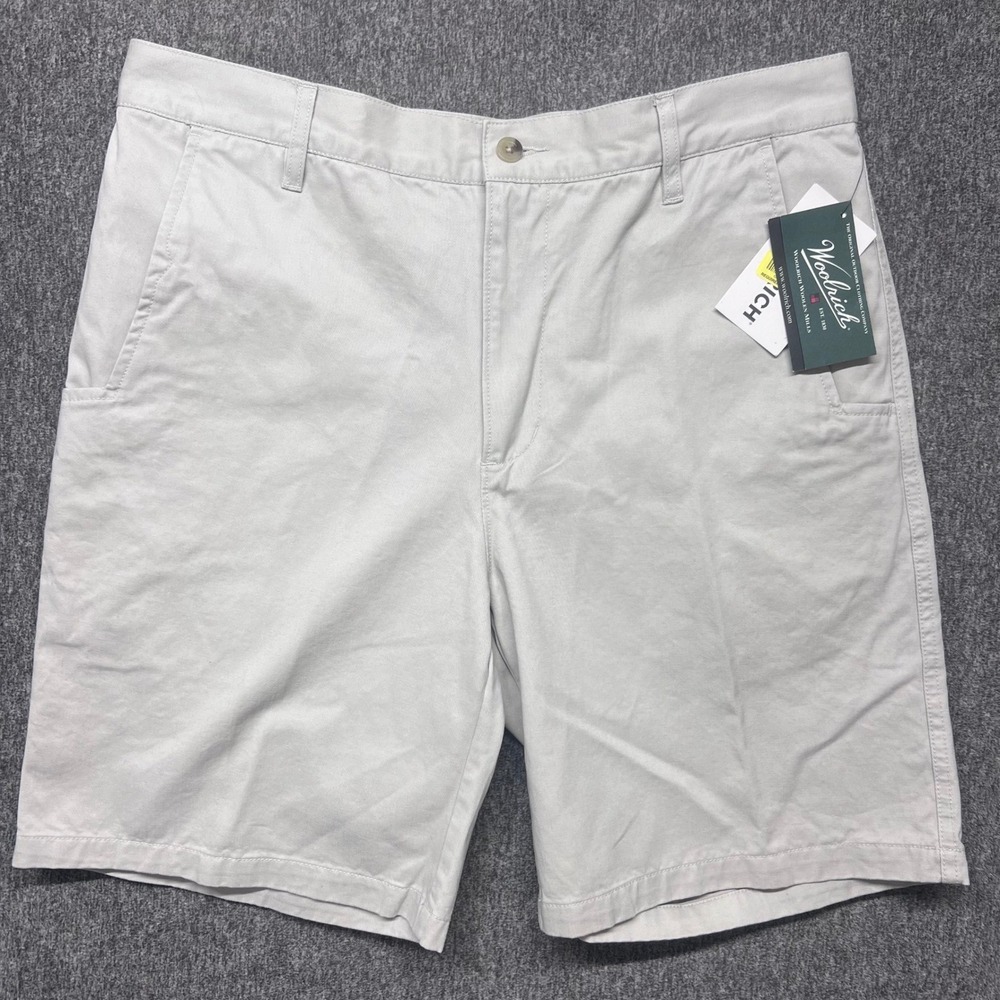 Woolrich Mens British Tan Chino Shorts‎ Size 32 Cotton Flat Front 3106 NWT